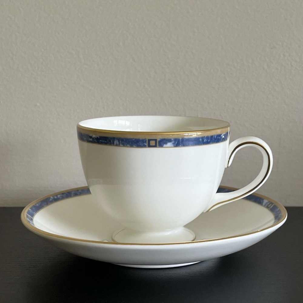 Wedgwood Cantata Cup Saucer Set Footed Bone China Vintage 1993 RARE